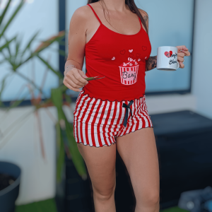 Pyjama top et short – Lili & Zoé – Rouge et blanc