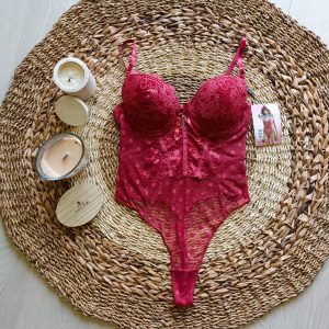 Body en dentelle Ancona – Rose orangé